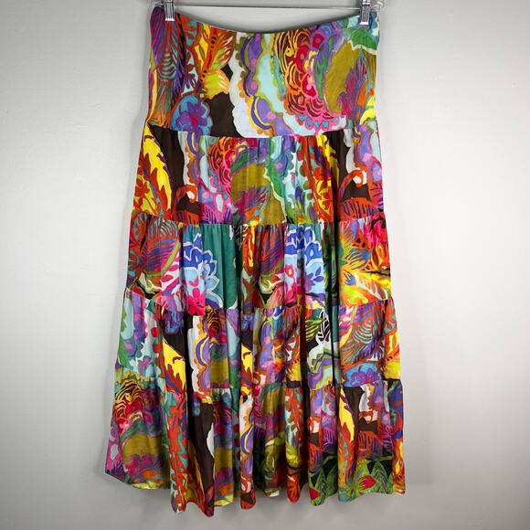 Lauren Ralph Lauren Floral Print Tiered Maxi Skirt M Lined - Picture 14 of 16